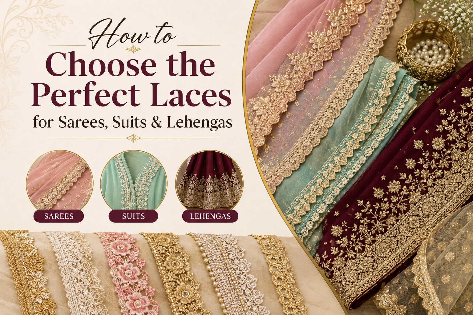 How to Choose the Perfect Laces for Sarees, Suits & Lehengas